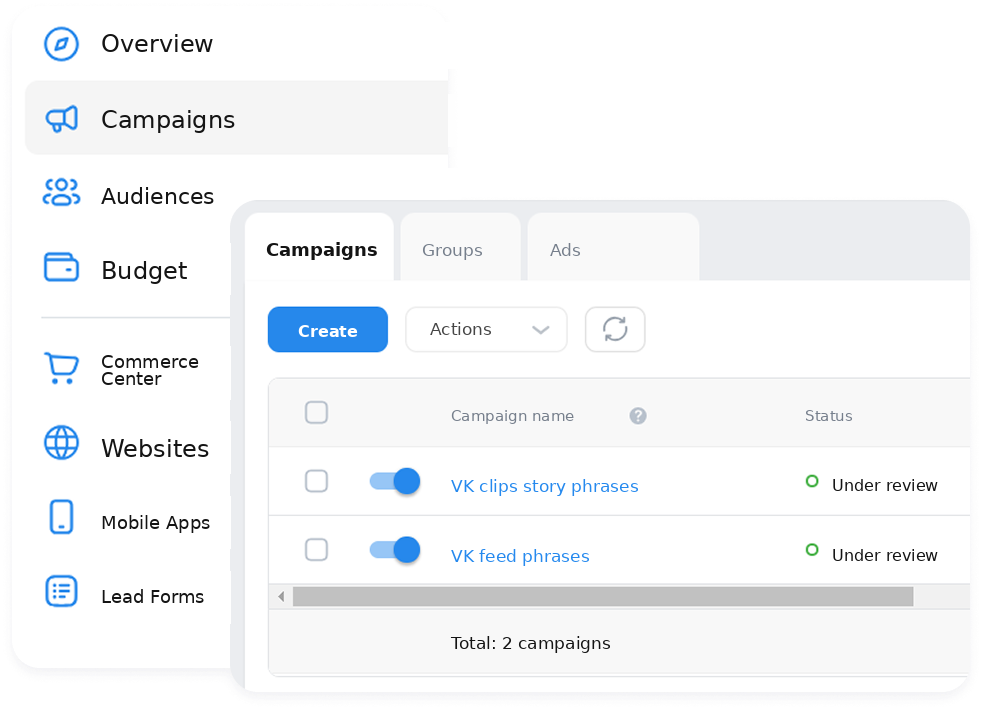 VK Ads in the eProfit.me dashboard